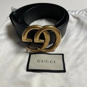 Gucci GG Marmont leather belt with shiny buckle size 75